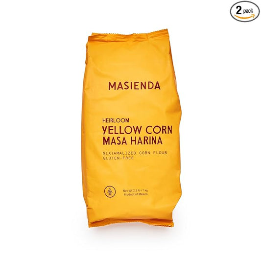 Masienda Heirloom Yellow Corn Masa Harina/Flour 2.2 LB (Pack of 2) - Nixtamalized Corn Flour Perfect for Corn Tortillas, Tamales, Tostadas, Pupusas, Arepas and More. Gluten-Free, Non-GMO, Preservative-Free.
