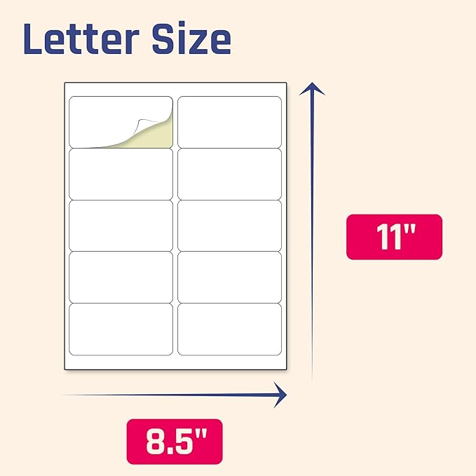 40 Sheets, 2" x 4" - Printable Labels Stickers, Mailing Address Labels for Laser/Inkjet Printers