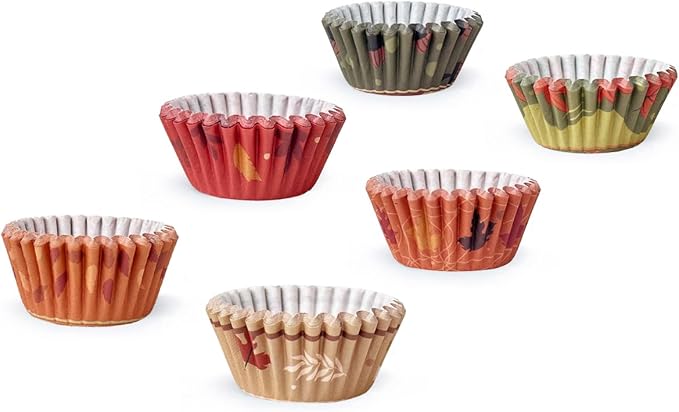 qiqee Cupcake Liners Thanksgiving Turkey Papers Baking Cups Wrappers Fall Muffin Wrappers for Party Candy Cake Decorations Supplies 300-Count 6 Design (Standard)