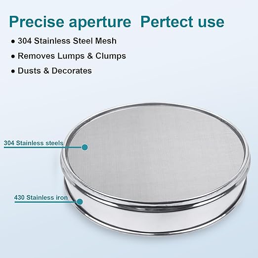 304 Stainless Steel Lab Sieve Screen Mesh, 180 Mesh (0.09mm) Aperture Test Sieve, 12Inch(30cm) Diameter Economy Standard Analysis Sample Test Sieves for Industrial Laboratory Homes