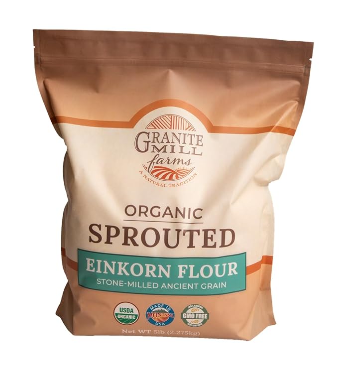 Sprouted Organic Ancient Grain Flour Collection by Granite Mill Farms, (Einkorn, Emmer, Spelt, & Kamut stone-milled flours), 5 lb. 4-pack