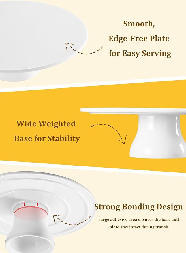 Yedio 12 inch Porcelain Cake Stand, Round Dessert Stand, Cupcake Stand for Birthday Parties, Weddings, Baby Shower and Other Events, White