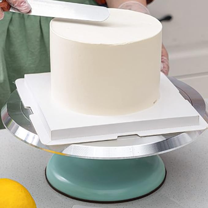 Fdit Cake Decorating Turntable, 10 Inch Silent Bearing Revolving Cake Stand Rounded Edges for Cake Decorating Supplies for Home (Blue)