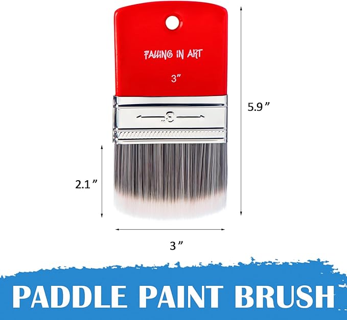 Falling in Art Filbert Paddle Paint Brush, Scale Brush for Oil and Acrylic Paints,3 Inch