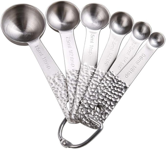 Smithcraft Measuring Spoon, Stainless Steel Measuring Spoons Set, Measurer Spoons Heavy Duty Solid Measurement Spoons(Siliver-6spoons+1ring)