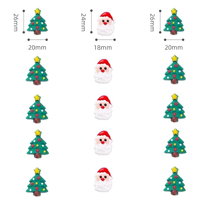 PhilaeEC 10 Pcs Christmas Tree 5 Pcs Santa Claus Mix Icing Decoration Edible Candy Sprinkle for Cake Decoration Baking Cookie Cupcake Toppers Christmas Holiday Party Supplies