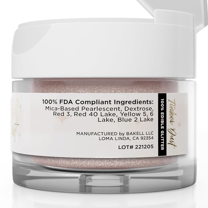 Bakell - Soft Rose Gold Tinker Dust (5g, 1x Jar) Edible Glitter for Food, Desserts, and Beverages!