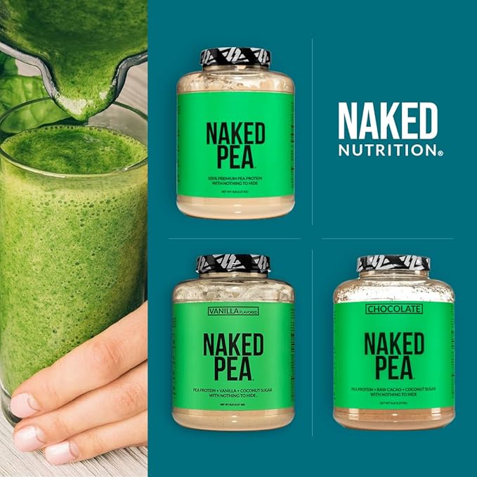 NAKED Vanilla Pea Protein Isolate from North American Farms, Only 3 Ingredients, Vanilla Vegan Protein, Gluten-Free, Soy Free, GMO Free - 1LB