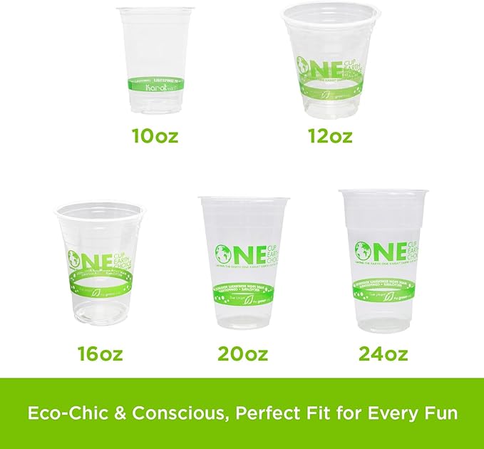 Karat Earth [600 ct - 24 oz] Compostable PLA Plastic Cups, BPI Certified Disposable Renewable Cold Cups for Iced Coffee, Smoothies, and More | Green Line