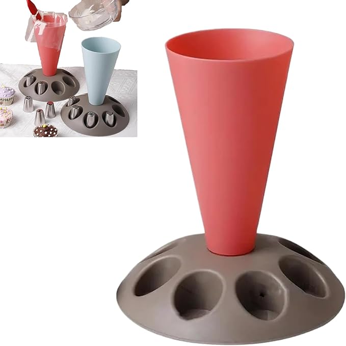 Piping Bag Stand, Piping Bag Holder, Pastry Bag Holder, Piping Tip Organizer With 8 Holder Slots, Piping Bag Holder Stand For Filling, Plastic Pastry Bag Stand, Cake Decorating Kit, Baking Accessories