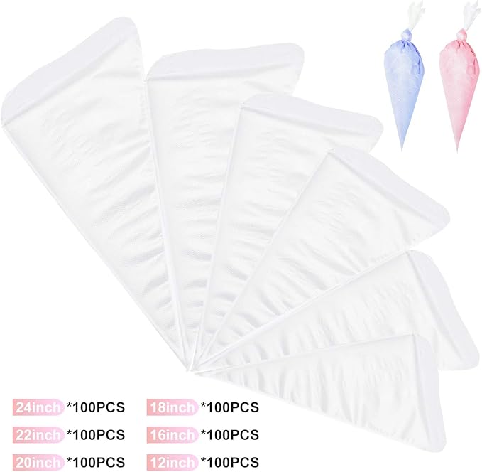 Disposable Icing Bags, 100 Pcs Disposable Cream Bags Plastic Thick Icing Pipe Bag for DIY Cupcake Decorating Tool Kit, Pastry Biscuit Dessert Cookie Decorating, Medium Size, 20 Inches
