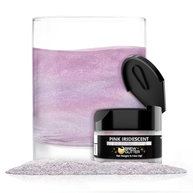 Brew Glitter Pink Iridescent Edible Drink Glitter 1x 4g Jar for Cocktails, Beer, & Beverages
