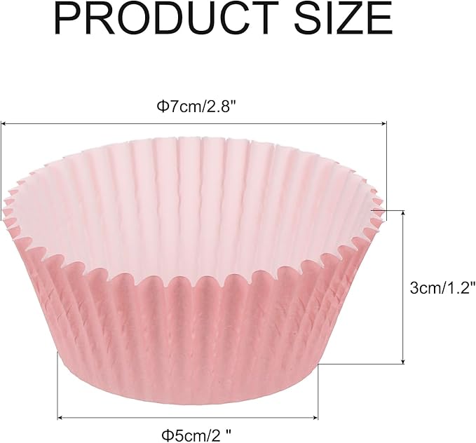 uxcell 100 Pcs Cupcake Liners, Muffins Paper Baking Cups Wrappers Standard Greaseproof for Baking Cupcake Wrapper, Pink