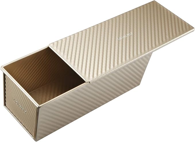 Monfish Pullman Loaf Pan w Cover large Toast Mold rectangle loaf pan w lid 2.2lb dough alluminumed steel champange gold non stick baking bread pan