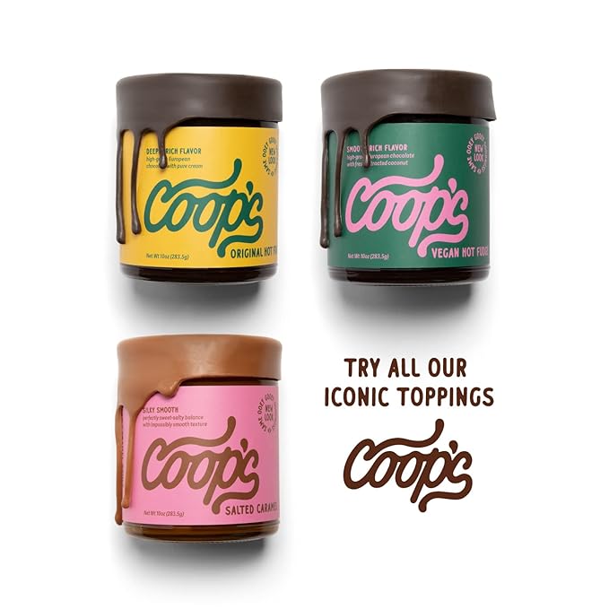 Coop's Original Hot Fudge, 10 Ounce (Pack of 3): All Natural, Gourmet, Handcrafted, Gluten Free, Non-GMO, Chocolate Ice Cream Toppings, Sundae, Desserts
