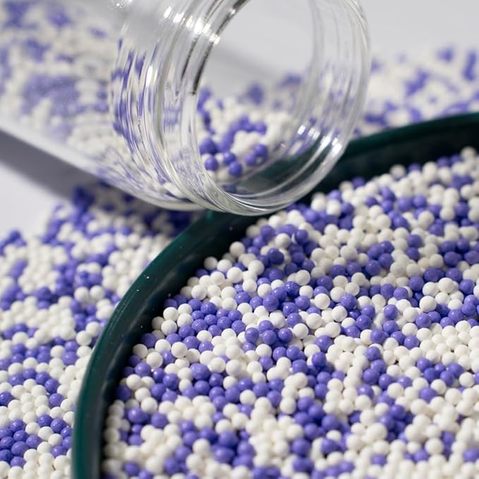Christmas White Purple Sprinkles130g/4.6oz , White Purple Edible Pearl Sprinkles for Cake Decorations, Baking, Ice Cream, Cookies, Cupcake Topper Edible Pearls Sprinkles - 2mm White Purple Sugar Pearls for Cake Decorating(2mm purple white)