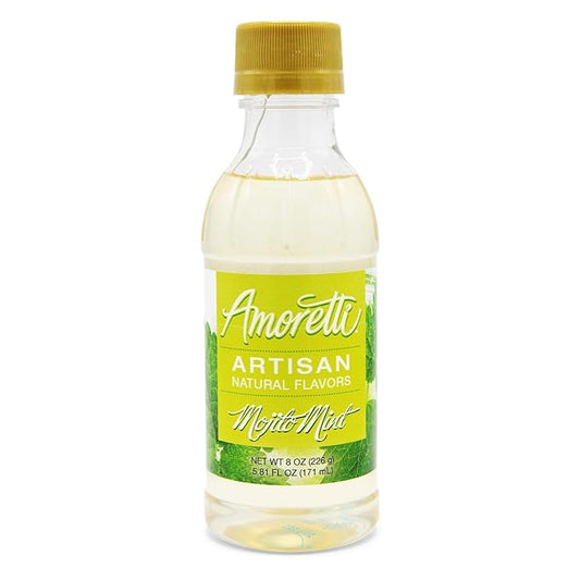 Amoretti - Natural Mojito Mint Artisan Flavor Paste, 8 oz, Perfect For Ice Cream, Beverages, Cakes, and more, Preservative Free, Vegan, Gluten Free, No Artificial Sweeteners, Highly Concentrated
