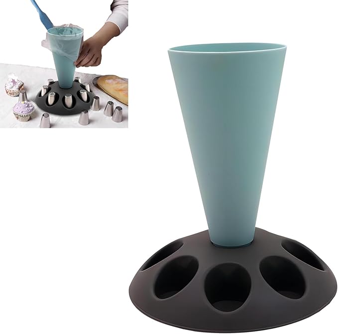 Piping Bag Stand and Tip Organizer With 8 Holder Slots for Filling - Plastic Pastry Bag Holder for Cake Decorating - Baking Accessories Kit