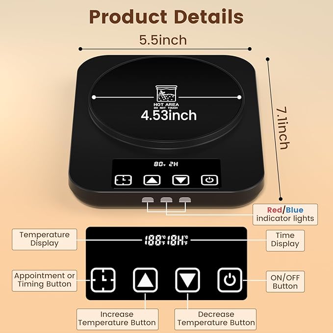 Sourdough Starter Warmer, Sourdough Heating Mat for Kitchen(70-100°F), Auto Warming On/Off, 1-12Hour Timer, Precise Temperature Control, for Home Baking
