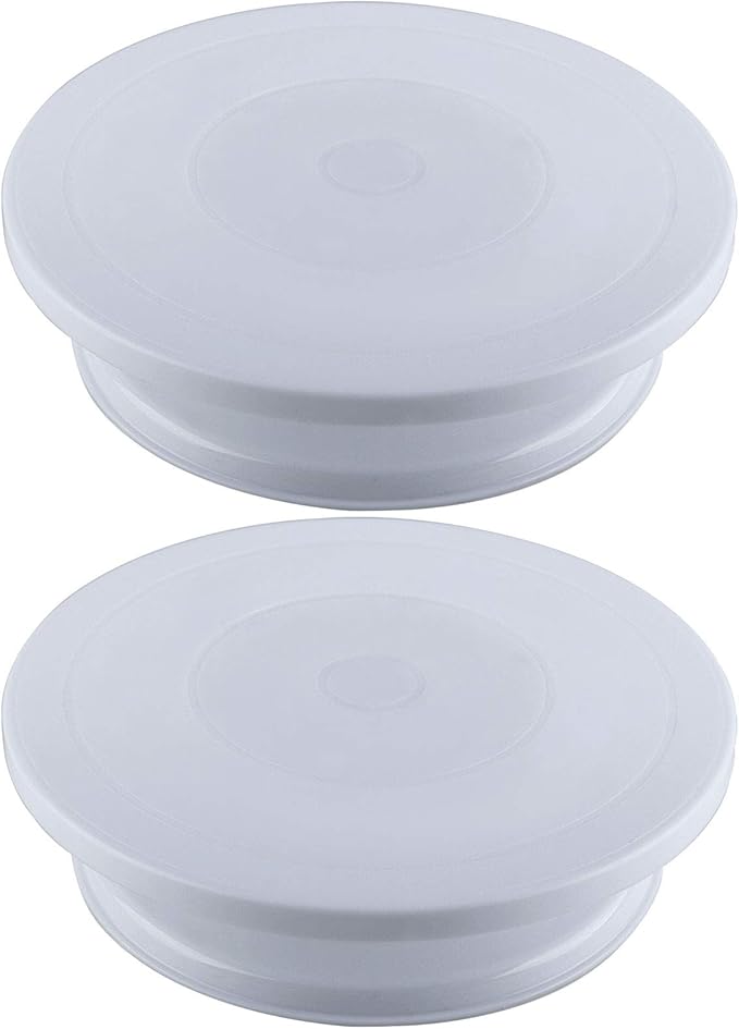 KEILEOHO 2 Pack 11 Inch Premium Cake Turntables, Smoothly Turns for Cake Decorating, Lightweight & Durable Stand for Decoration, Sculpting, Model Building, Painting