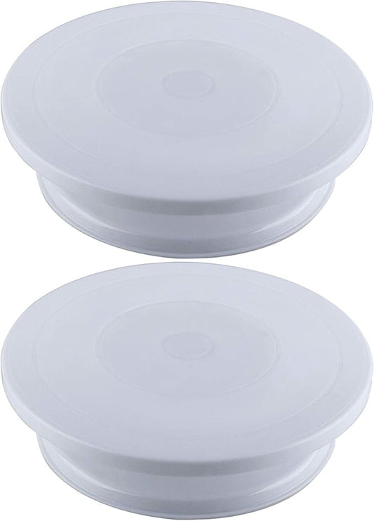 KEILEOHO 2 Pack 11 Inch Premium Cake Turntables, Smoothly Turns for Cake Decorating, Lightweight & Durable Stand for Decoration, Sculpting, Model Building, Painting
