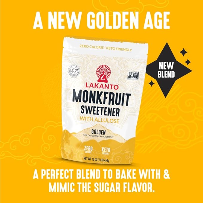 Lakanto Bulk Golden Monk Fruit Sweetener with Allulose - Bulk Raw Cane Sugar Substitute, Baking, Extract, Sugar Replacement (Golden - 20 kg)