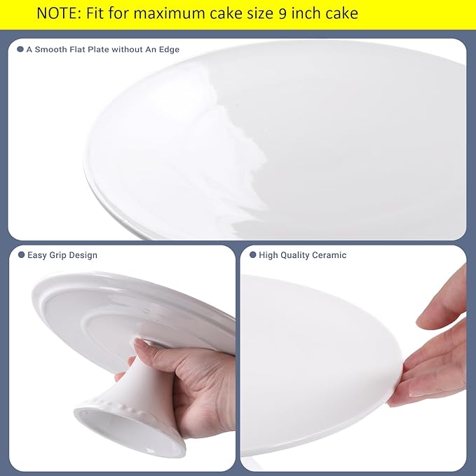 9 Inch White Porcelain Cake Stand, Round Dessert Stand, Display Cupcake Stand for Party, Weddings, Birthday, Baby Shower