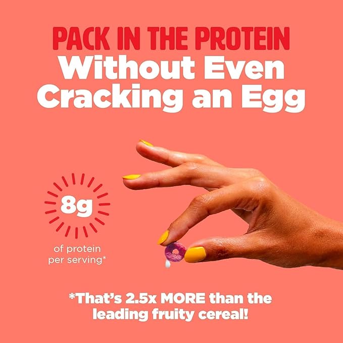 Three Wishes Grain-Free & Protein Cereal - Healthy, Low Sugar & Gluten-Free Breakfast Cereal - Low Carb, Plant-Based, Vegan & Non-GMO - Fruity, 4-Pack