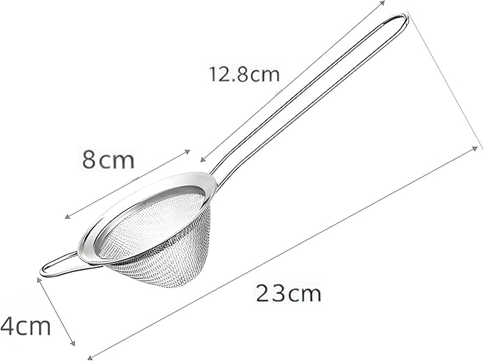 3-Piece Stainless Steel Fine Mesh Strainer Set - Conical Tea & Cocktail Filter for Loose Leaf, Food, Bar Use - Ergonomic Durable Kitchen Colander Tool