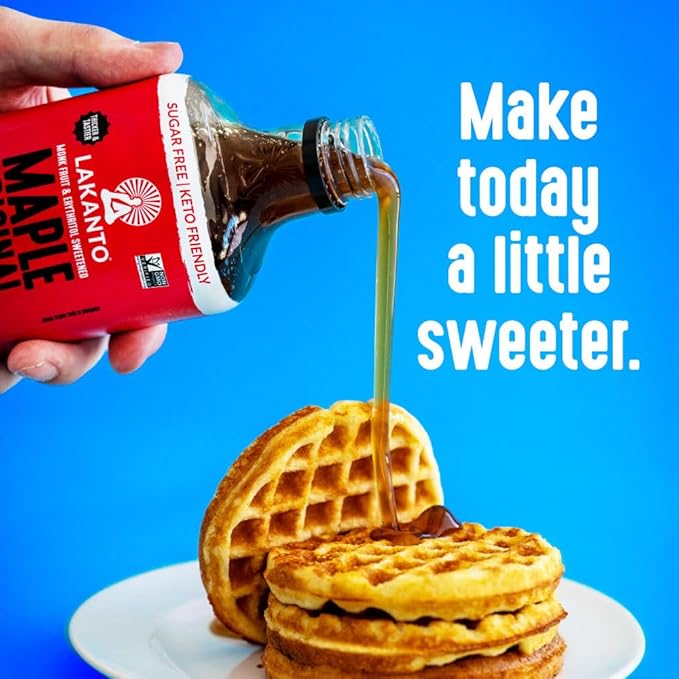 Lakanto Sugar Free Maple Syrup - Monk Fruit Sweetener, Keto Diet Friendly, Vegan, 1g Net Carbs, Pancakes, Waffles, Oatmeal, Coffee, Tea, Granola, Frosting, Marinade, Dressing (13 fl oz - Pack of 2)