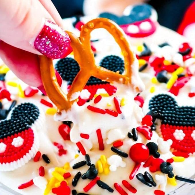Mickey Sprinkles for Baking and Cake Decorating - Mouse Cake Decoration Edible and Fancy Cake Sprinkles and Toppings - Red Black White Yellow Jimmies, Nonpareils, Pearls with Star and Mouse Sprinkles