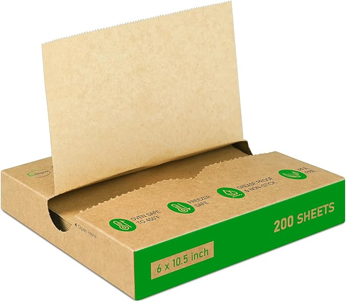EcoDispose Precut POP UP Deli Paper Sheet Pack of 200, Interfolded Heavy Paper for Food Wrap and Serving (6" x 10-1/2", Kraft）