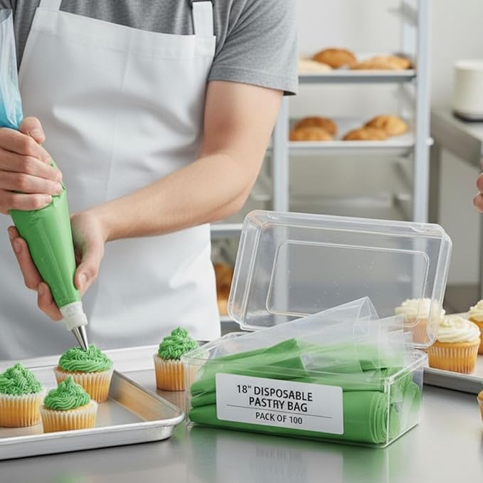 Soro Essentials- 18" Disposable Pastry Bag Pack of 100- Anti Burst Thickened Disposable Icing Piping Pastry Bags Non-Slip Decorating Bags Ideal for Cakes and Cookies Decoration for Home Restaurant