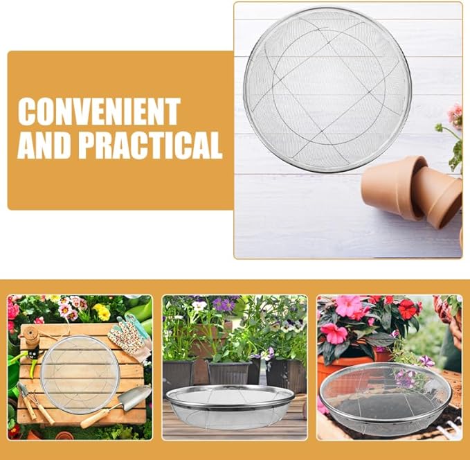 Stainless Steel Sifting Tool 18 Inches Diameter Garden Soil Sieve Manual Soil Sieve Sturdy and Stylish Great for Planting and Potting