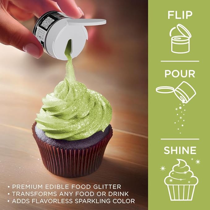 Bakell - Neon Green Tinker Dust (5g, 1x Jar) Edible Glitter for Food, Desserts, and Beverages!