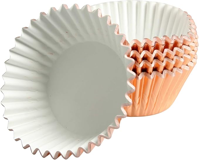 Rose Gold Foil Muffin Cupcake Liners case Baking Cups,Foil Cupcake Liners Standard Baking Cups Pack of 100 …