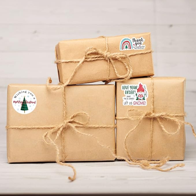 Wailozco 240 PCS Wishing You A Merry Christmas Stickers,Cute Small Business Envelopes Stickers for Packages/Handmade Goods/Bags ,Christmas Theme Shop Seals