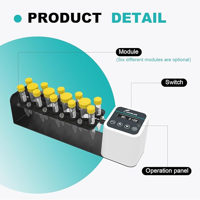Digital Long Axis Rotating Mixer Shaker Lab Tube Roller Shaker Mixer 20-80RPM Timer and Continuous Mode for 2/5/10/15/50ml Tubes