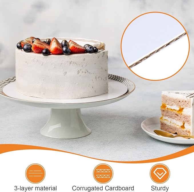 40 PCS Cake Boards 6 inch Round Cake Cardboard Rounds White Cake Board, Cake Circles Round Base Food-Grade Cardboard Cake Plate for Cakes Christmas Bread Desserts (Thin and Strong)
