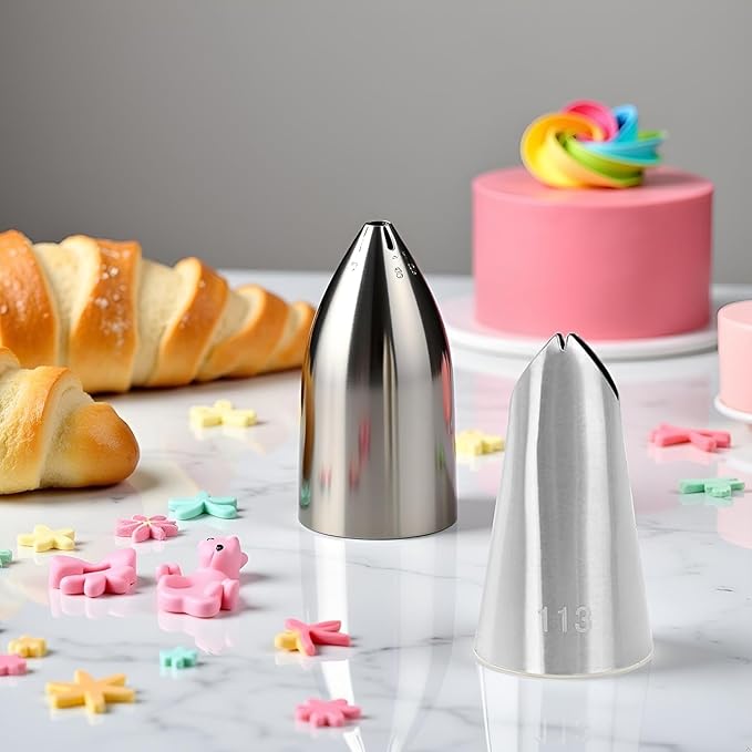 Cake Decorating Icing Tips Set, Crumb Coat Piping Tips, Professional Decorating Tools (#113)