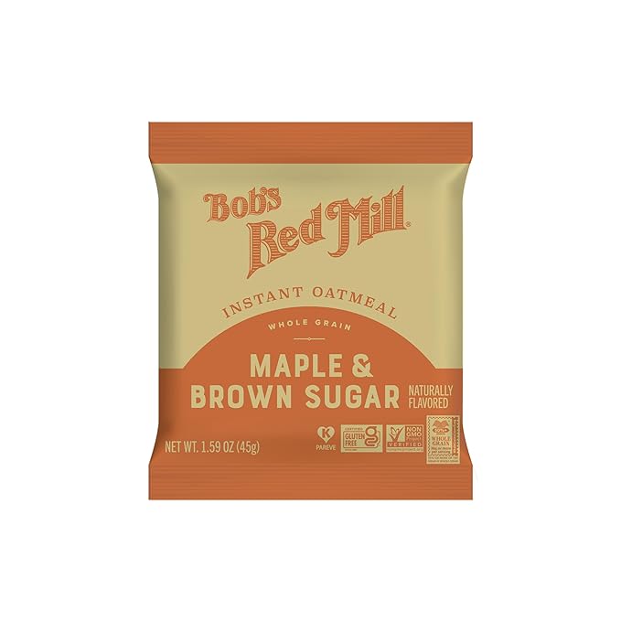 Bob's Red Mill Instant Oatmeal, Maple Brown Sugar, 6 Packets Total, Non-GMO, Gluten Free, Whole Grain