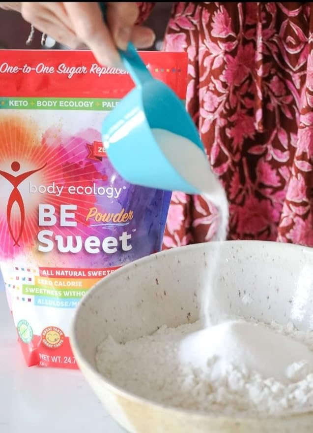 Body Ecology BE Sweet Powder Sugar Substitute | All-Natural Sweetener | Zero Calorie Stevia Powder | Zero Glycemic | Reusable 24.7 OZ