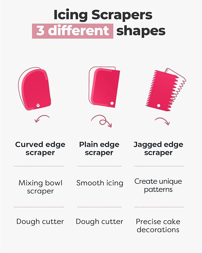 Kootek Cake Decorating Kit Baking Supplies Set Cake Turntable with 2 Frosting Straight Angled Spatula 3 Icing Smoother Scrapers Baking Accessories Tools for Beginners and Pros, Pink