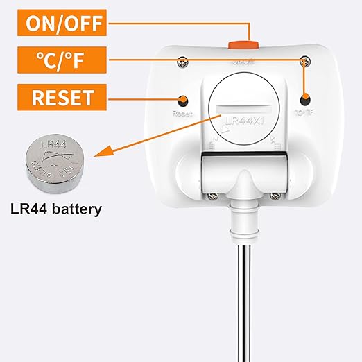 Digital Candy Thermometer with Adjustable Display, 304 Stainless Steel Probe, -58°F~572°F, Includes 2 Pot Clips & Heat-Insulating Pad for Sugar Syrup, Jam, Chocolate, Frying Oil (White)