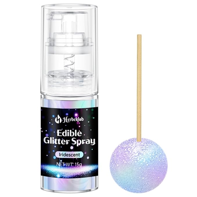 Iridescent Edible Glitter - 15g Edible Glitter Spray Food Grade Rainbow Drink Glitter for Cakes, Cookies, Cake Pops, Chocolate, Strawberries, Cocktails & Beverages