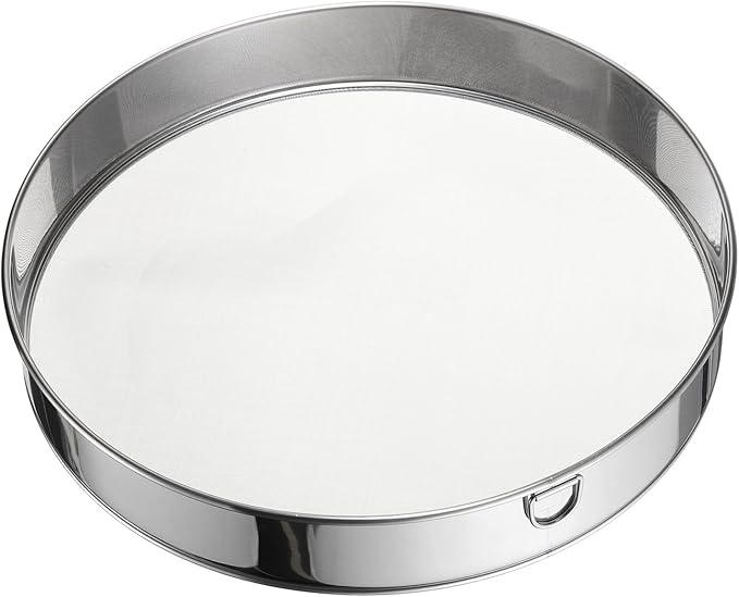 uxcell 304 Stainless Steel Flour Sifter, 12Inch 60 Mesh Round Sifter Flour Sieve Mini Fine Mesh for Baking Cake Bread, Silver