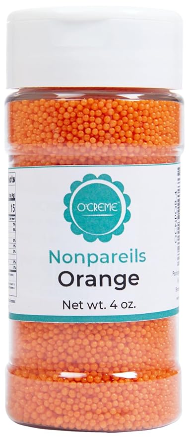 O’Creme Nonpareils Sprinkles – 4oz Orange Non Pareil Sprinkles – Colorful Sprinkles for Cake Decorating – Kosher Sprinkles for Ice Cream, Cookies, Cupcakes, Baked Goods