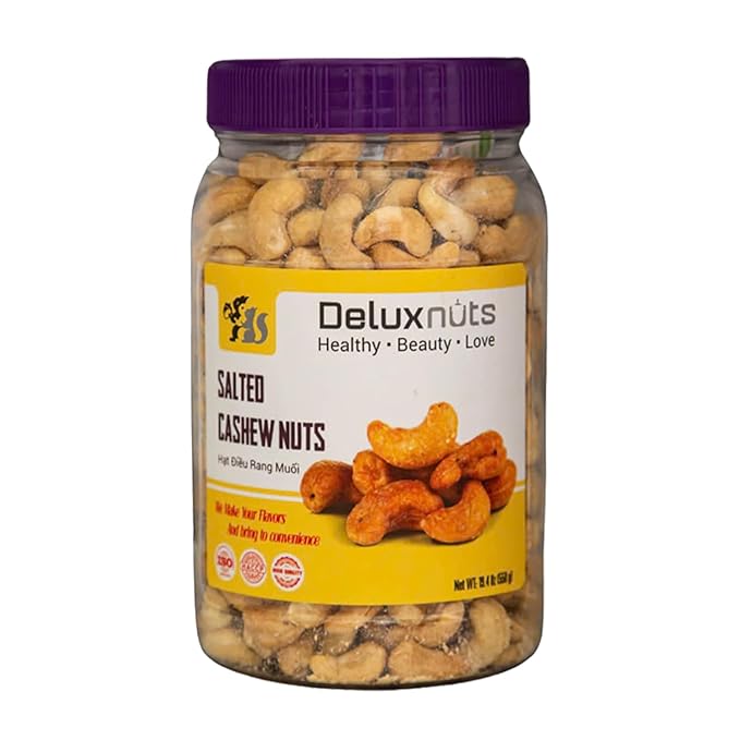 DELUXNUTS Premium Roasted Lightly Salted Cashew 21oz – Whole Cashew Nuts, Healthy Gourmet Snack for Adults, High Protein, Gluten-Free