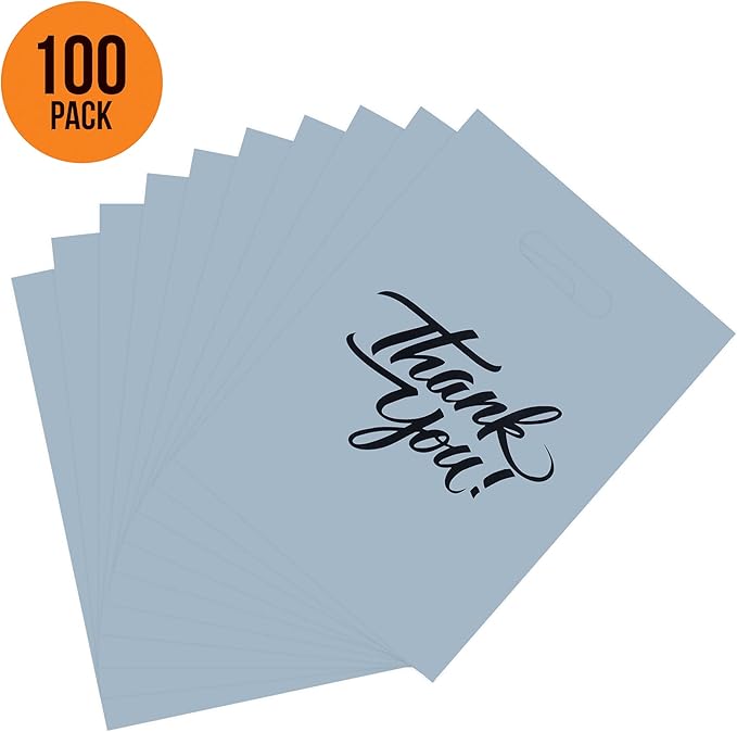 Infinite Pack Thank You Merchandise Bags, Die Cut Handles, Retail Shopping Bags for Boutique - Choose Color & Size