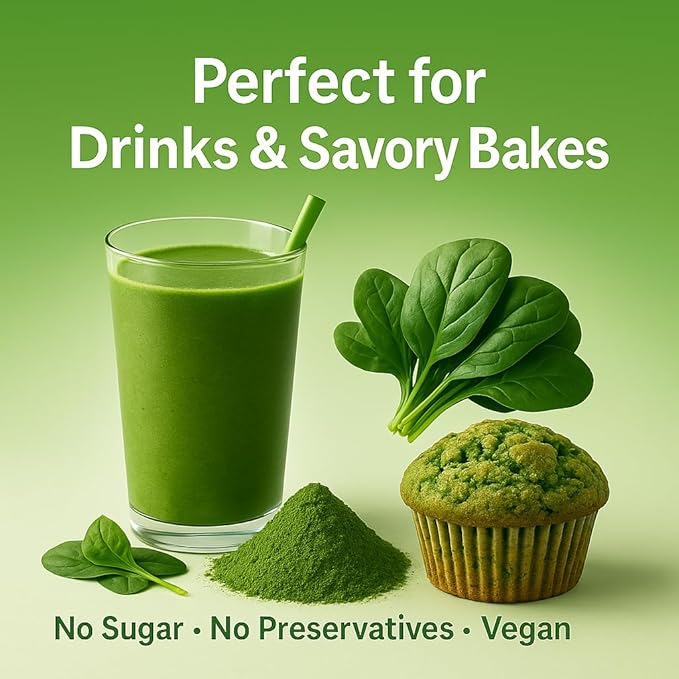 Confect Spinach Powder | Pure & Natural Vegetable Powder for Smoothies, Baking, Beverages, Juices, Tea & DIY Recipes | Vegan, Gluten-Free, No Added Sugar – 1 LB